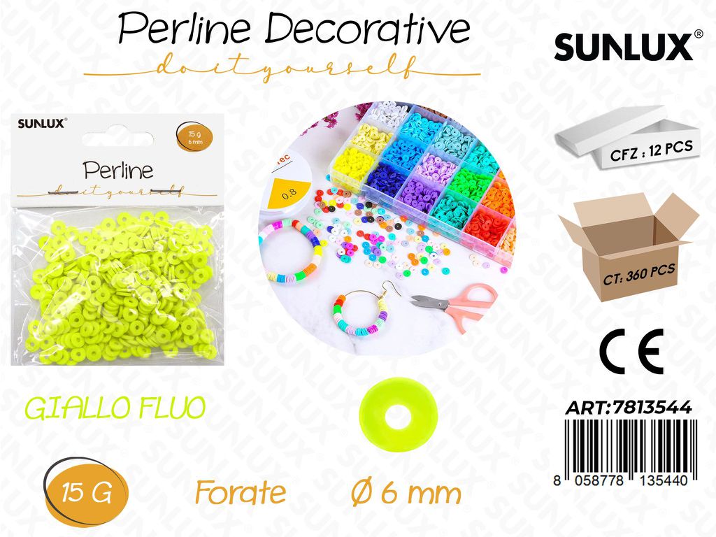 Sunlux Perline Forate Giallo Fluo 15G D.6MM