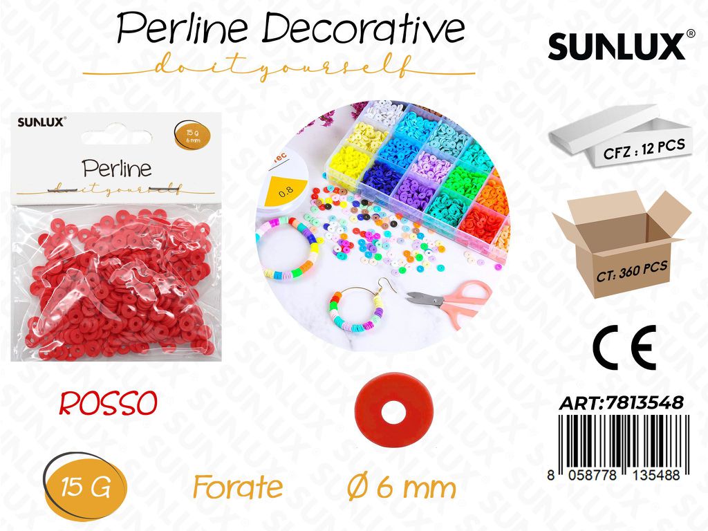 Sunlux Perline Forate Rosso 15G D.6MM