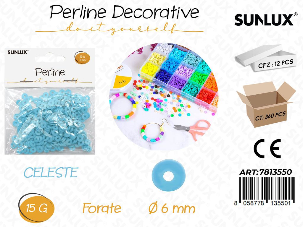 Sunlux Perline Forate Celeste 15G D.6MM