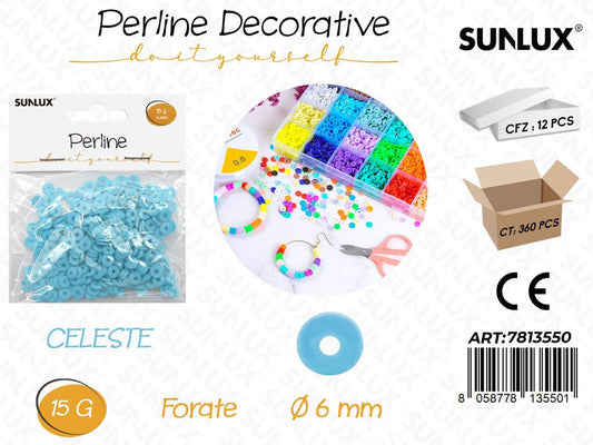 Sunlux Perline Forate Celeste 15G D.6MM