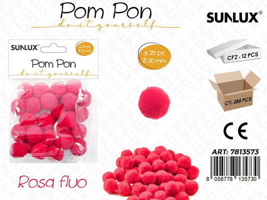 Sunlux Pom Pon Rosa Fluo 25PCS D.20MM