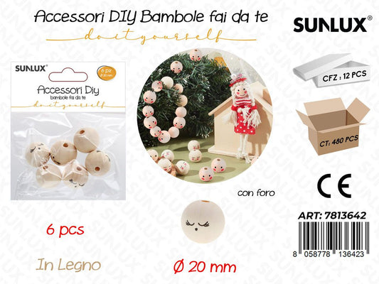 BAMBOLE FAI DA TE LEGNO 6PCS 20MM /PZ DA 12**