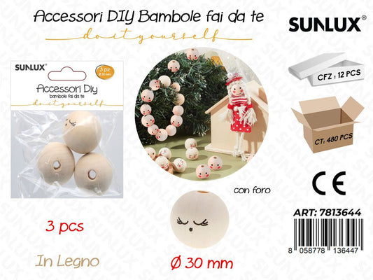 BAMBOLE FAI DA TE LEGNO 3PCS 30MM /PZ DA 12**