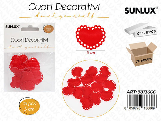 Sunlux Cuori Dec. Rosso 15PCS 3CM