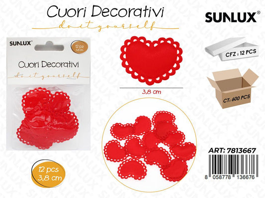 Sunlux Cuori Dec. Rosso 12PCS 3.8CM