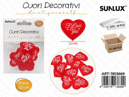 Sunlux Cuori Dec. Rosso i Love U 10PCS 3.5CM