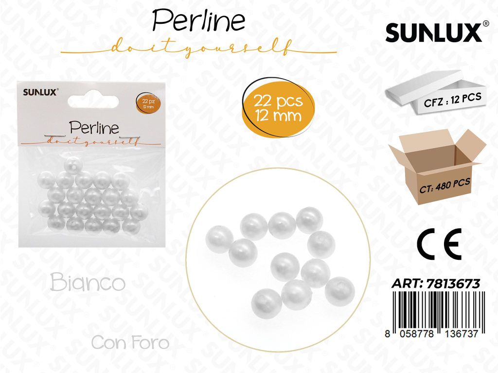 Sunlux Perline Bia. c/ Foro 22PCS 12MM