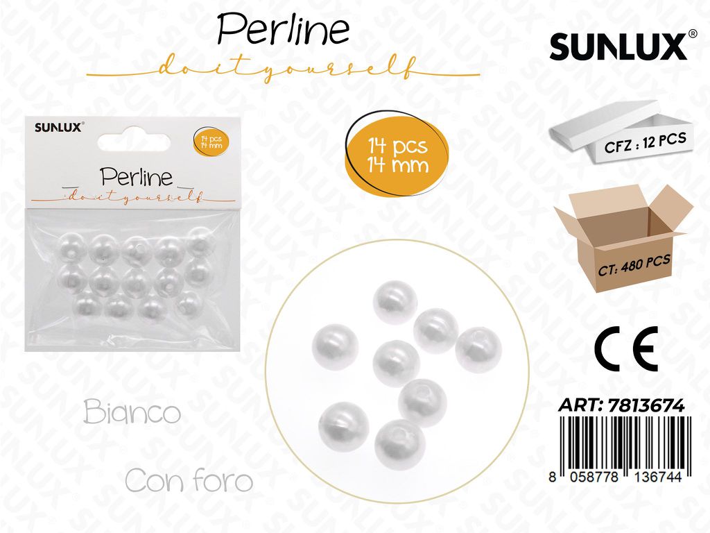 Sunlux Perline Bia. c/ Foro 14PCS 14MM