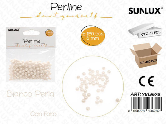 Sunlux Perline Bia. Perla c/ Foro 180PCS 6MM
