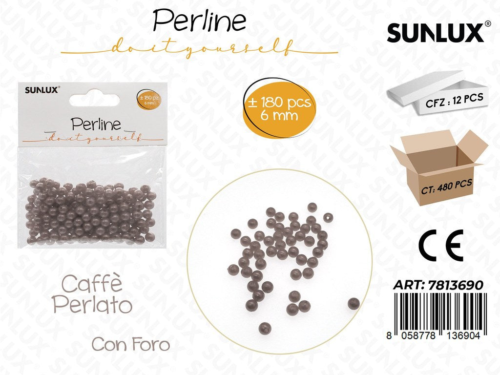 Sunlux Perline Caffe Perl. c/ Foro 180PCS 6MM