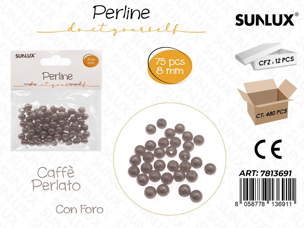 Sunlux Perline Caffe Perl. c/ Foro 75PCS 8MM
