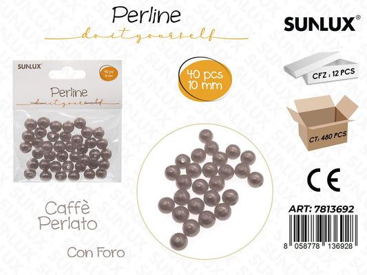 Sunlux Perline Caffe Perl. c/ Foro 40PCS 10MM
