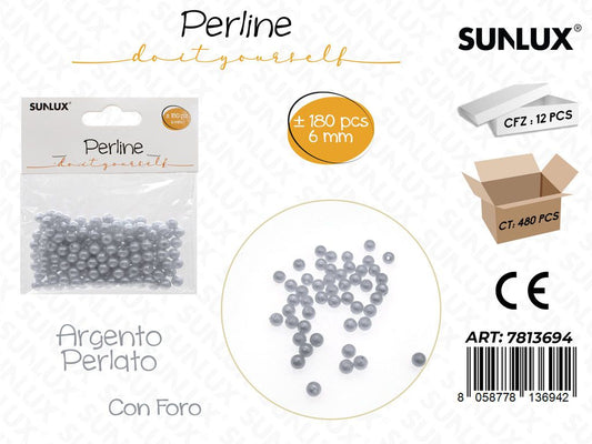 Sunlux Perline Arg. Perl. c/ Foro 180PCS 6MM
