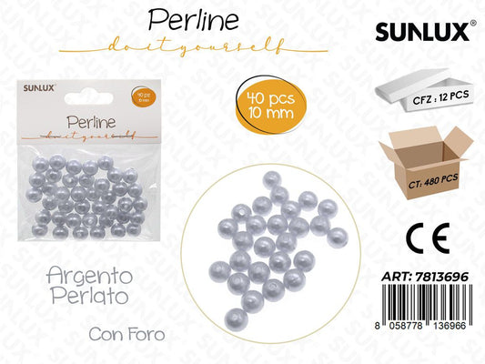 Sunlux Perline Arg. Perl. c/ Foro 40PCS 10MM