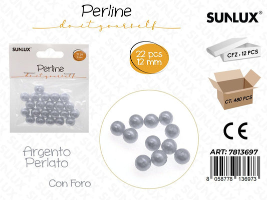 Sunlux Perline Arg. Perl. c/ Foro 22PCS 12MM