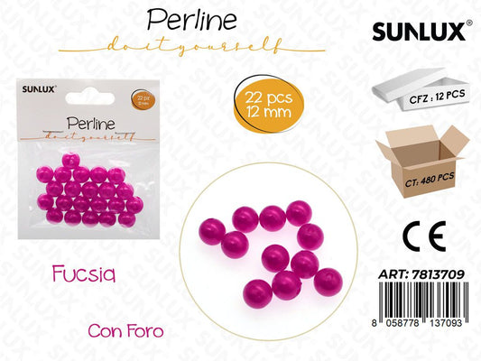 Sunlux Perline Fucsia c/ Foro 22PCS 12MM