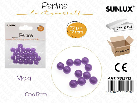 Sunlux Perline Viola c/ Foro 22PCS 12MM