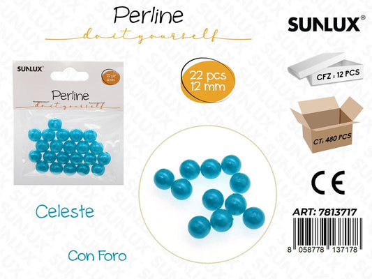 Sunlux Perline Celeste c/ Foro 22PCS 12MM
