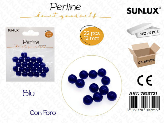 Sunlux Perline Blu c/ Foro 22PCS 12MM
