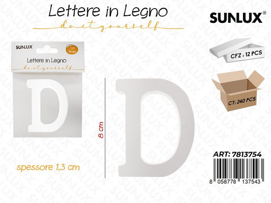 Sunlux Lettera D in Legno 8*1.3CM