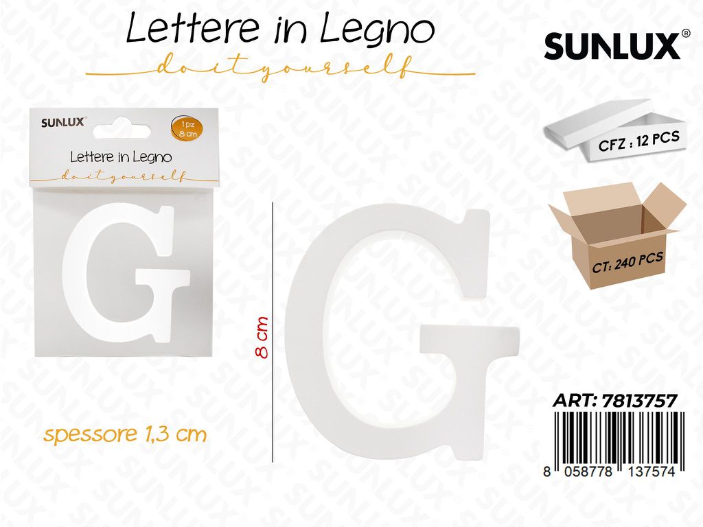 Sunlux Lettera G in Legno 8*1.3CM