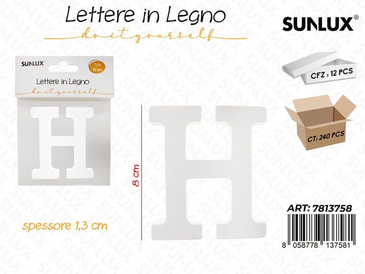 Sunlux Lettera H in Legno 8*1.3CM