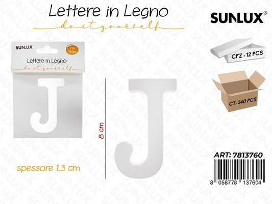 Sunlux Lettera J in Legno 8*1.3CM