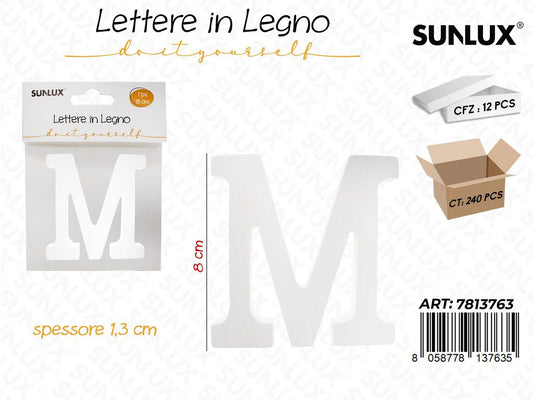 Sunlux Lettera M in Legno 8*1.3CM