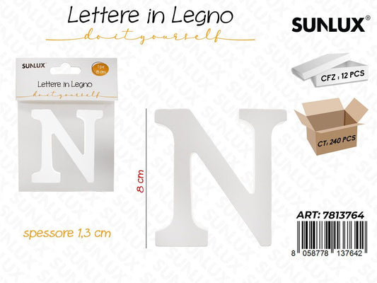 Sunlux Lettera N in Legno 8*1.3CM