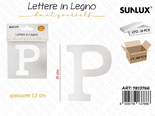 Sunlux Lettera P in Legno 8*1.3CM