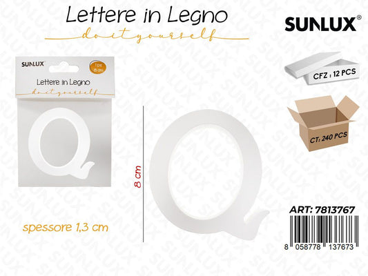 Sunlux Lettera Q in Legno 8*1.3CM