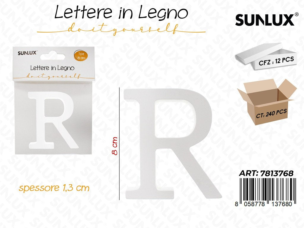 Sunlux Lettera R in Legno 8*1.3CM