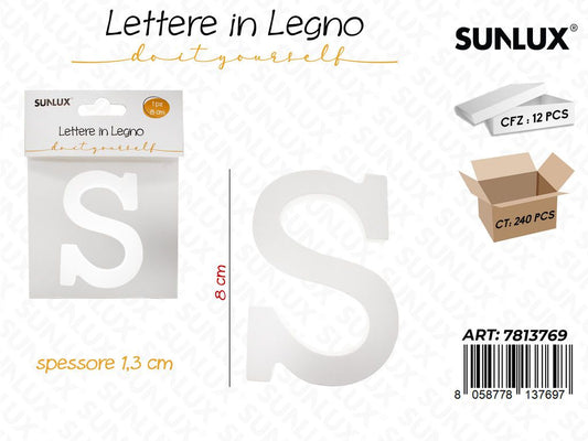 Sunlux Lettera S in Legno 8*1.3CM