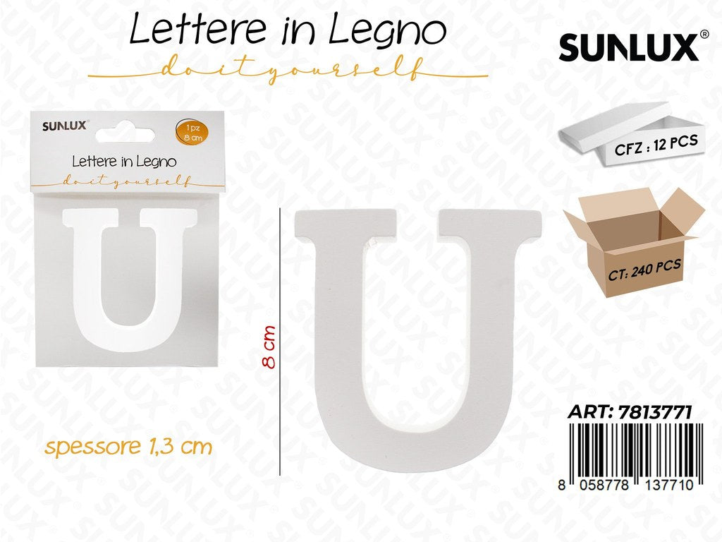 Sunlux Lettera U in Legno 8*1.3CM