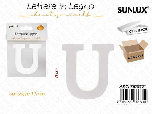 Sunlux Lettera U in Legno 8*1.3CM