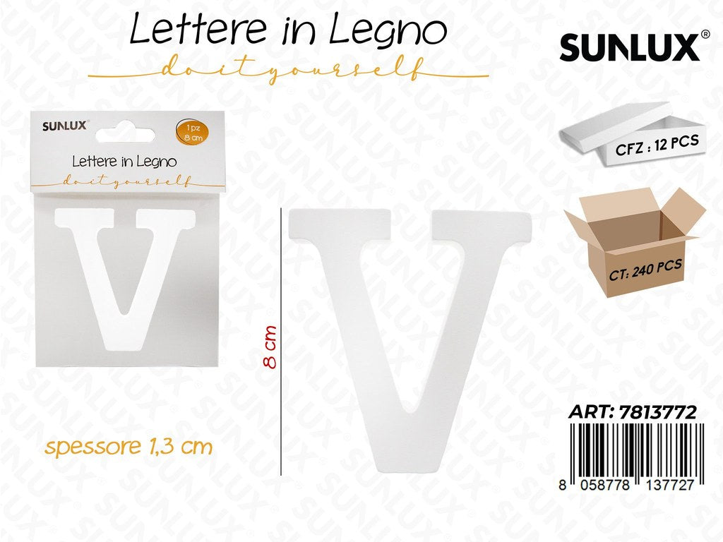 Sunlux Lettera V in Legno 8*1.3CM