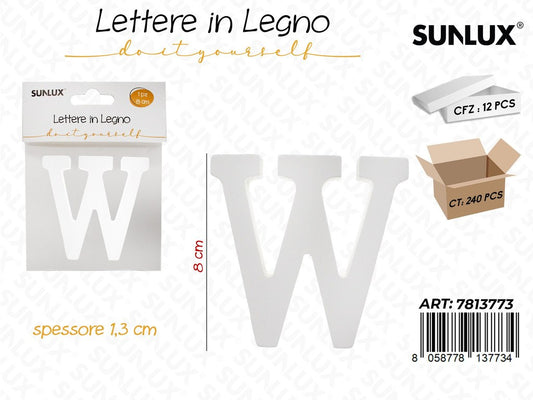 Sunlux Lettera W in Legno 8*1.3CM