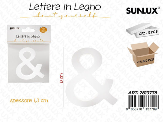 Sunlux Lettera e Comm. in Legno 8*1.3CM