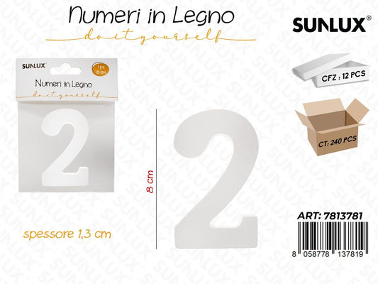 Sunlux Numero 2 in Legno 8*1.3CM