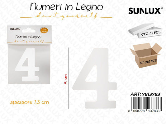 Sunlux Numero 4 in Legno 8*1.3CM