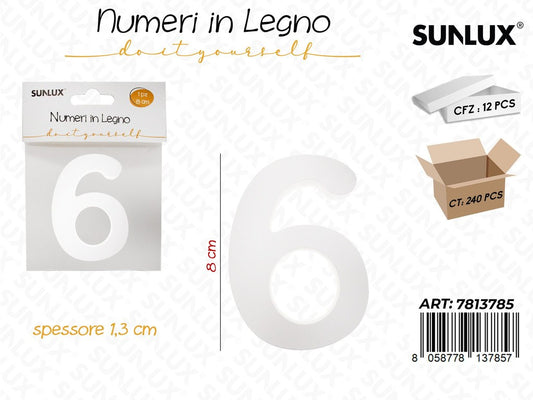 Sunlux Numero 6 in Legno 8*1.3CM