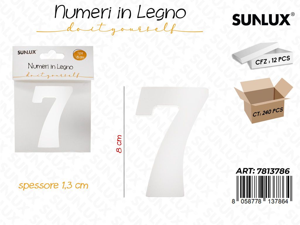 Sunlux Numero 7 in Legno 8*1.3CM