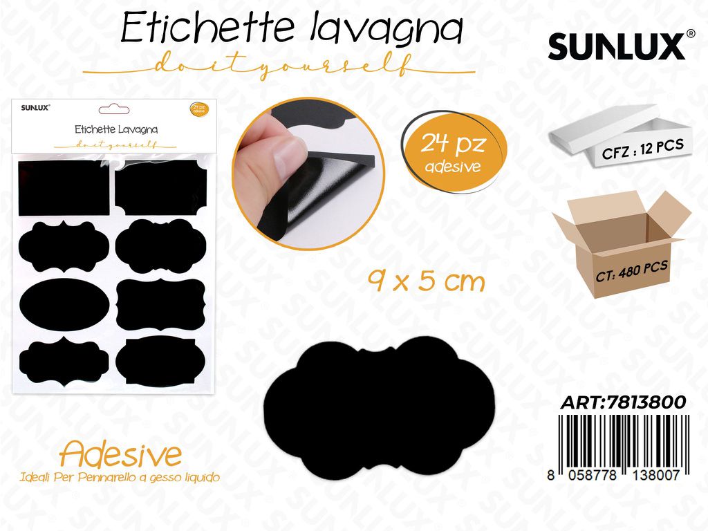 Sunlux Etichette Lavagna Adv 24PCS 9*5CM