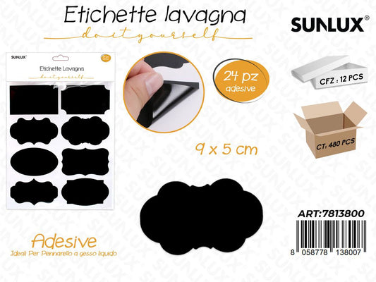 Sunlux Etichette Lavagna Adv 24PCS 9*5CM