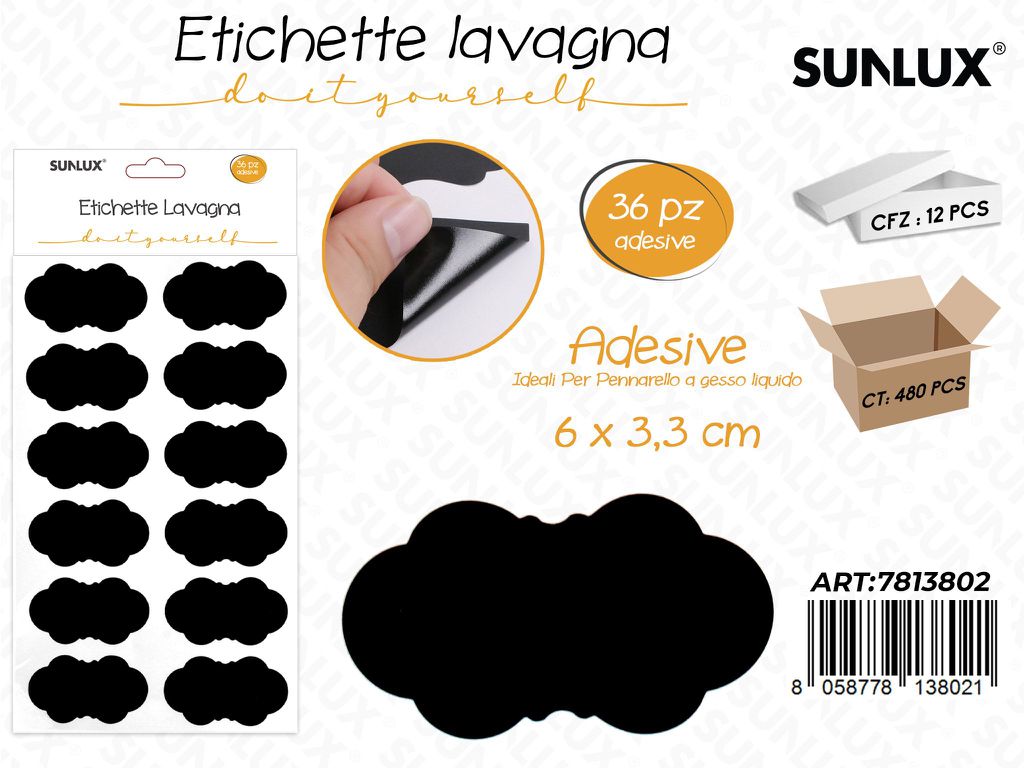 Sunlux Etichette Lavagna Adv 36PCS 6*3.3CM