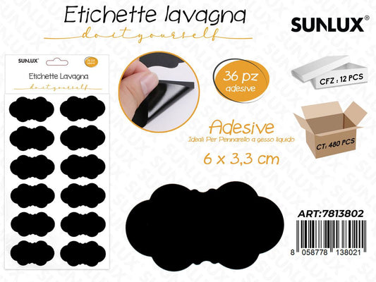 Sunlux Etichette Lavagna Adv 36PCS 6*3.3CM