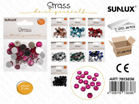 Sunlux Strass Col. Ass. 40PCS 12MM / Pz da 24