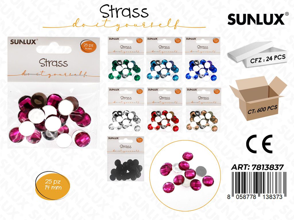 Sunlux Strass Col. Ass. 25PCS 14MM / Pz da 24