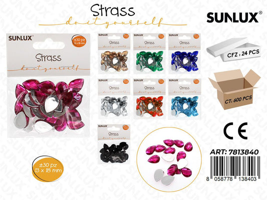 Sunlux Strass Col. Ass. 30PCS 13*18MM / Pz da 24