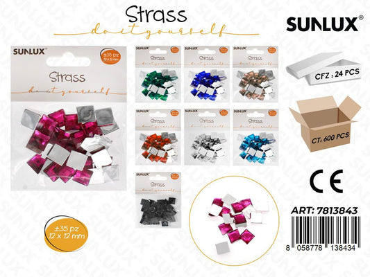Sunlux Strass Col. Ass. 35PCS 12*12MM / Pz da 24